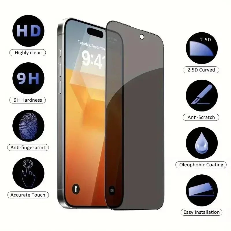 Privacy Screen Protector for iPhone – 5 Pack | Anti-Spy Tempered Glass
